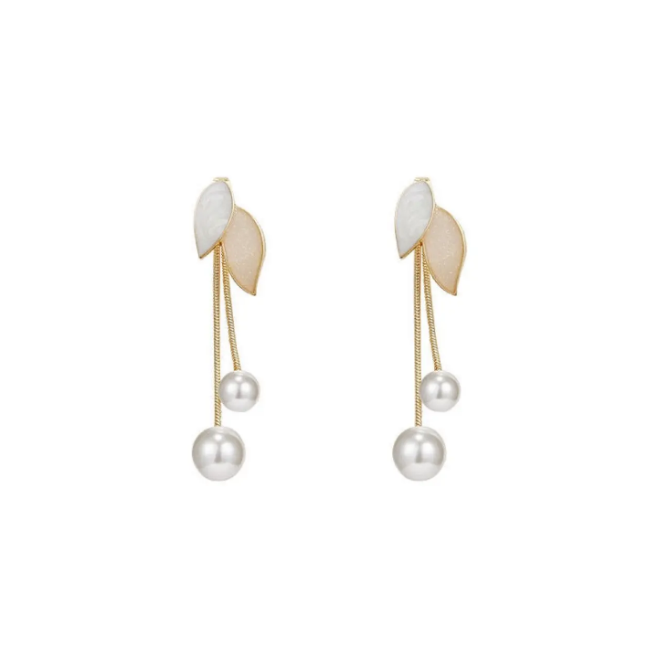 Luna Petal Pearl Drop Earrings