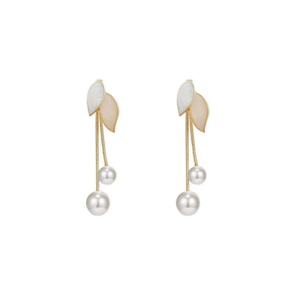 Luna Petal Pearl Drop Earrings