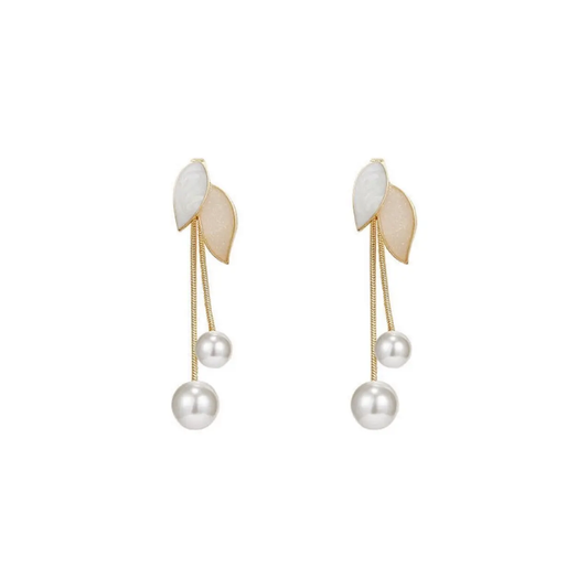 Luna Petal Pearl Drop Earrings
