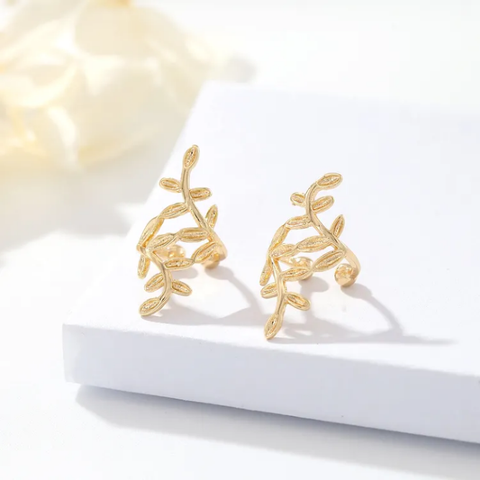Elysia Leaf Crest Ear Climber Earrings