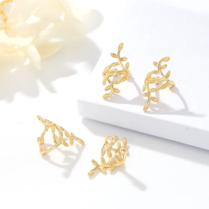 Elysia Leaf Crest Ear Climber Earrings