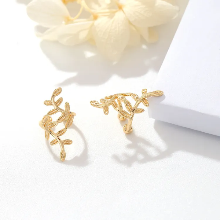Elysia Leaf Crest Ear Climber Earrings