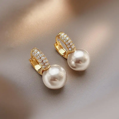 Opaline Crystal Hoop Pearl Earrings