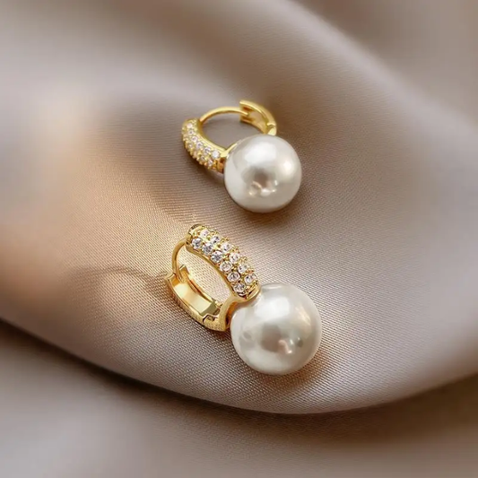 Opaline Crystal Hoop Pearl Earrings