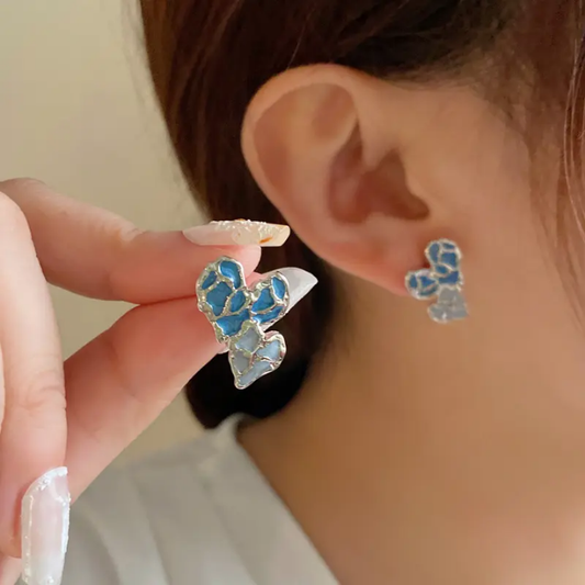 Azure Mosaic Butterfly Studs