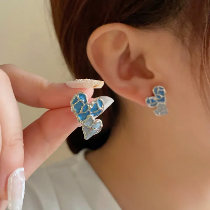 Azure Mosaic Butterfly Studs