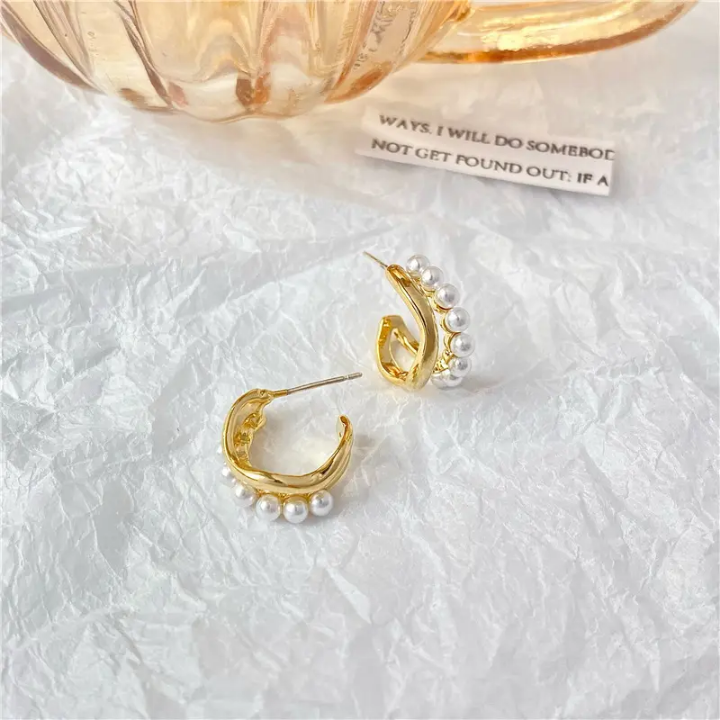 Pearl Cascade Sculpted Hoops