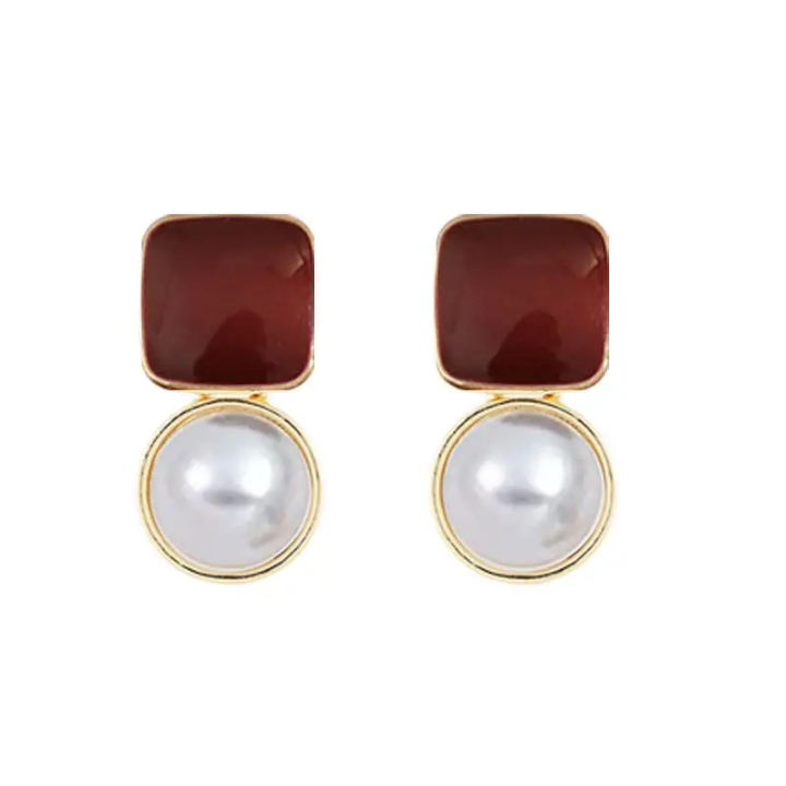 Crimson Pearl Duo Studs