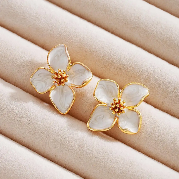 Ivory Petal Bloom Studs