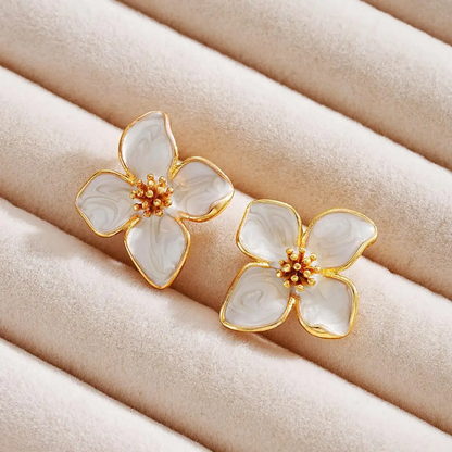 Ivory Petal Bloom Studs