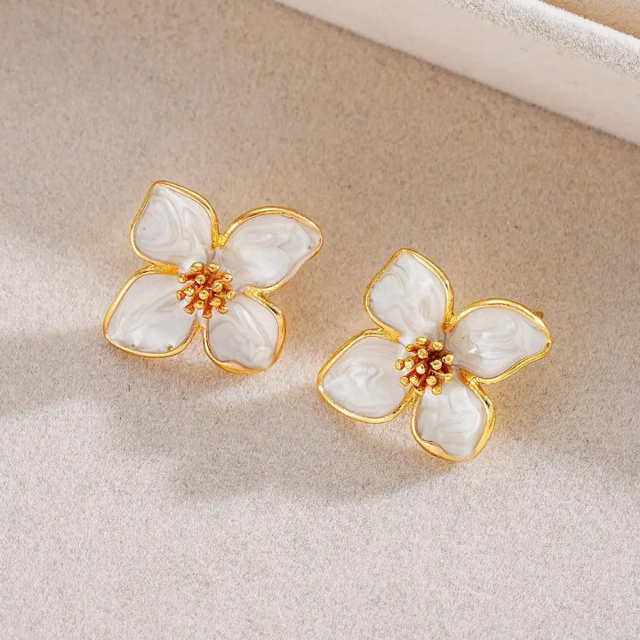 Ivory Petal Bloom Studs