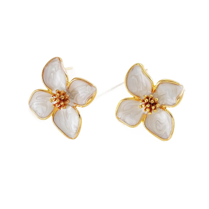 Ivory Petal Bloom Studs