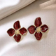 Crimson Bloom Enamel Studs