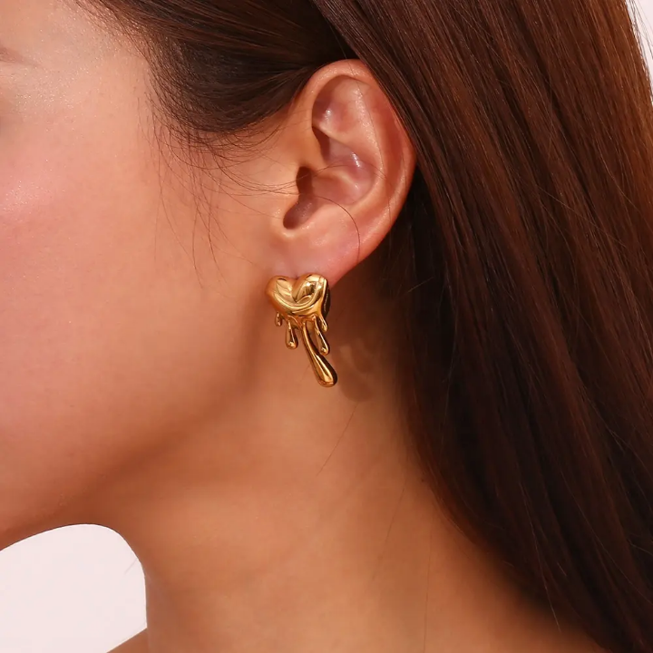 Molten Drip Gold Studs