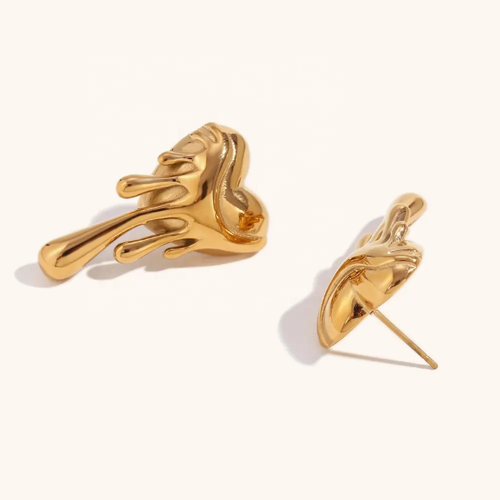 Molten Drip Gold Studs