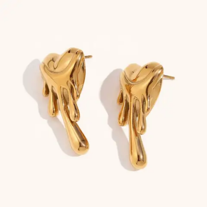 Molten Drip Gold Studs