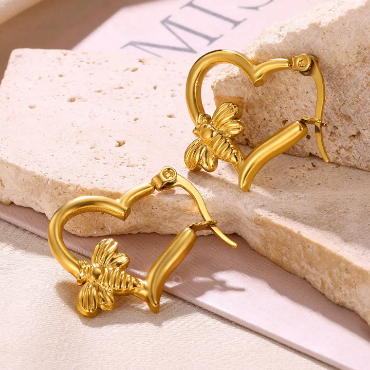 Honey Luxe Bee Hoop Earrings