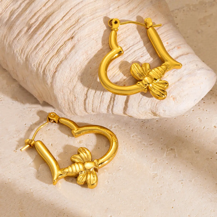 Honey Luxe Bee Hoop Earrings