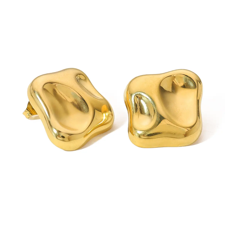 Molten Aura Sculpted Gold Studs