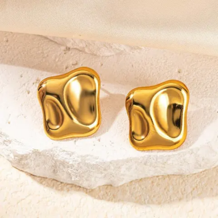 Molten Aura Sculpted Gold Studs