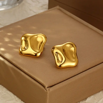 Molten Aura Sculpted Gold Studs