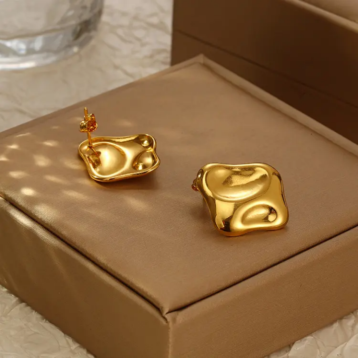 Molten Aura Sculpted Gold Studs