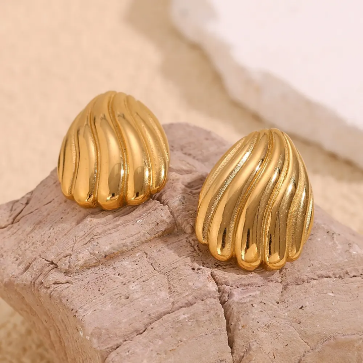 Gilded Shell Crest Studs