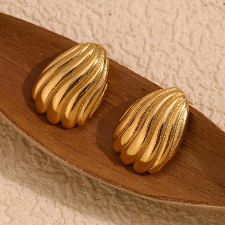 Gilded Shell Crest Studs