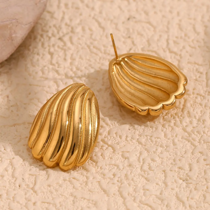 Gilded Shell Crest Studs