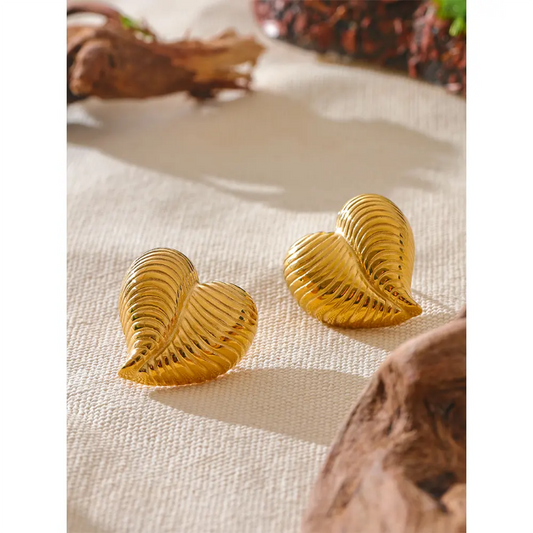 Sculpted Luxe Heart Studs