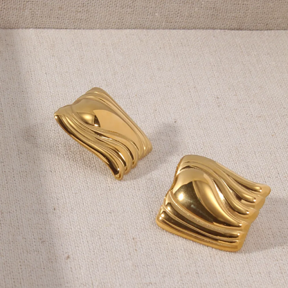 Waves of Gold Sculpted Studs