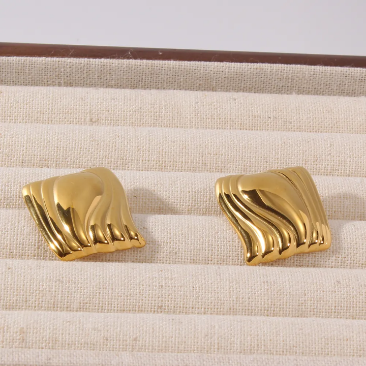 Waves of Gold Sculpted Studs