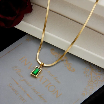 Emerald Luxe Rectangle Pendant Necklace