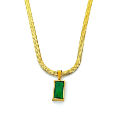 Emerald Luxe Rectangle Pendant Necklace