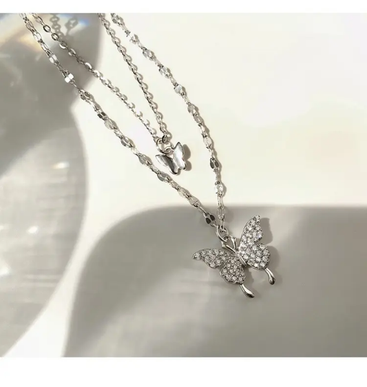Starlit Duo Butterfly Layered Necklace