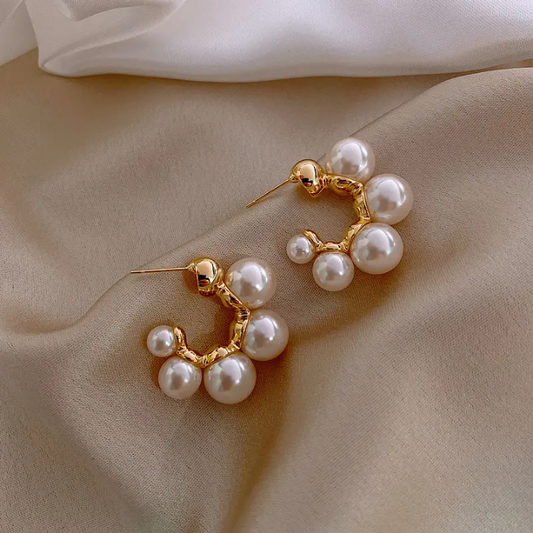 Aurora Cluster Pearl Hoops