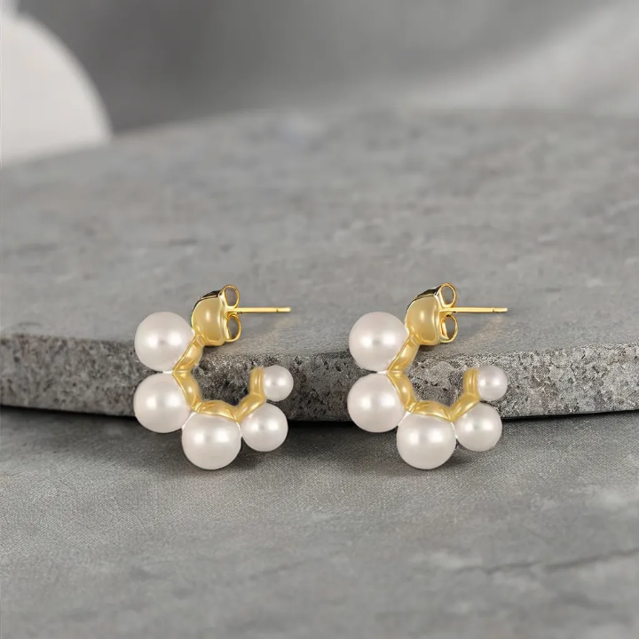 Aurora Cluster Pearl Hoops