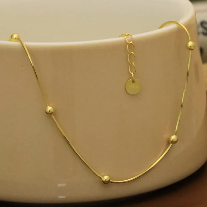 Golden Minimal Beadline Necklace