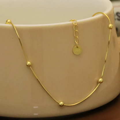 Golden Minimal Beadline Necklace