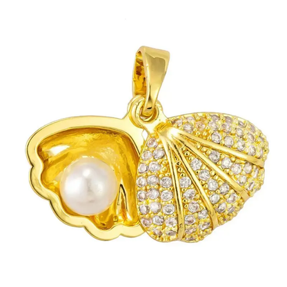 Gilded Pearl Seashell Pendant