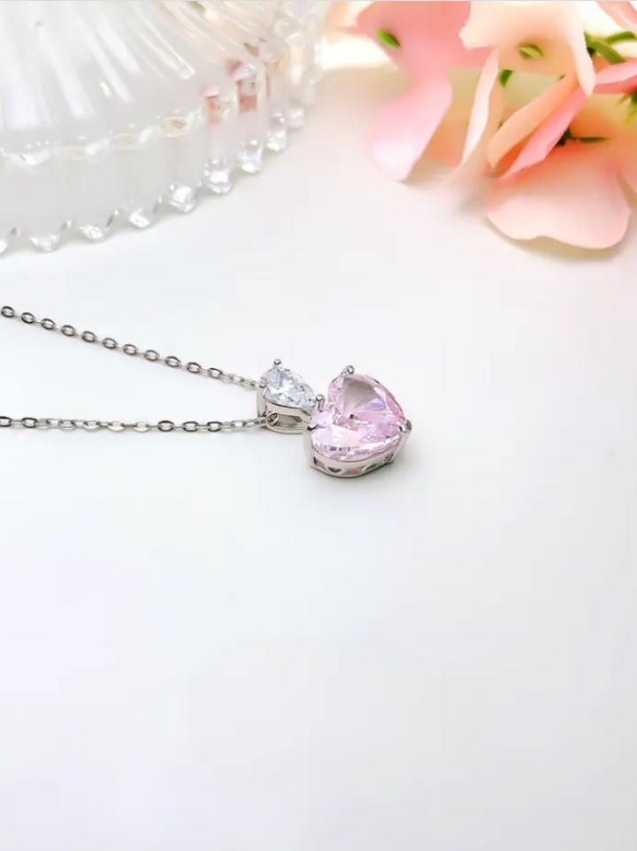 Blush Heart Duo Pendant Necklace