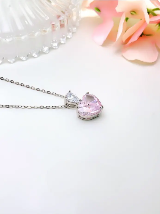 Blush Heart Duo Pendant Necklace