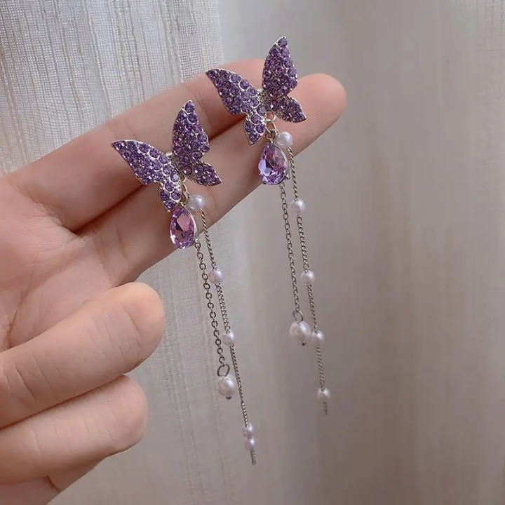Amethyst Flutter Drop Earrings