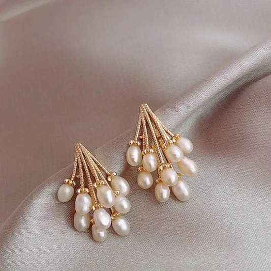 Pearl Cascade Cluster Earrings
