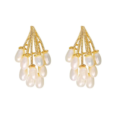 Pearl Cascade Cluster Earrings