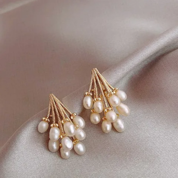 Pearl Cascade Cluster Earrings