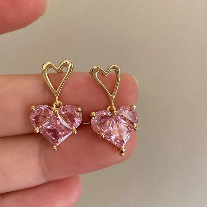 Rosé Heart Crystal Drops
