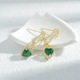 Emerald Heart Charm Pin Earrings