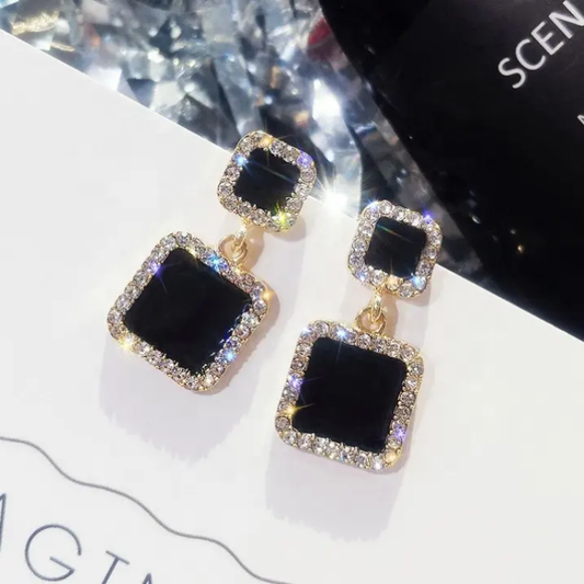 Midnight Luxe Crystal-Edged Drop Earrings