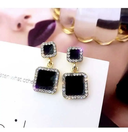 Midnight Luxe Crystal-Edged Drop Earrings